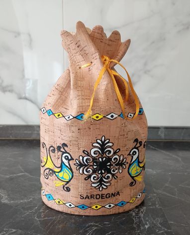 SACCHETTO IN SUGHERO SCRITTA DISEGNI SARDEGNA SOUVENIR
