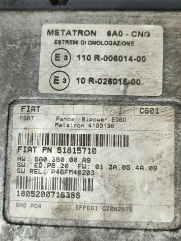 CENTRALINA MOTORE FIAT Panda 2° Serie 51815710 6A03B000A9 188A4000 benzina 1242 (0310) - Foto 2