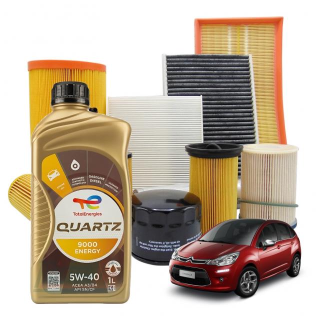 Kit TAGLIANDO Olio Motore TOTAL Quartz 9000 Energy 5w40 per Citroen PEUGEOT