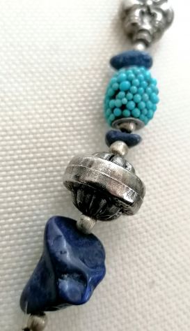 LUNGA COLLANA ETNICA NEPAL CON AMPOLLA PORTA-PROFUMO E PIETRE VARIE. - Foto 8