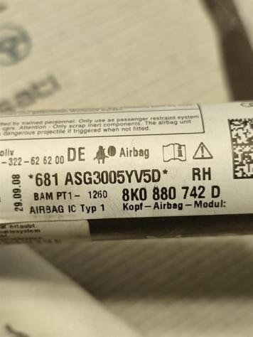 AIRBAG A TENDINA LATERALE PASSEGGERO AUDI A4 Avant (8K5) 8K0880742D (0815) - Foto 3