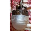 lampadario metallo liberty cupola vetro opalino