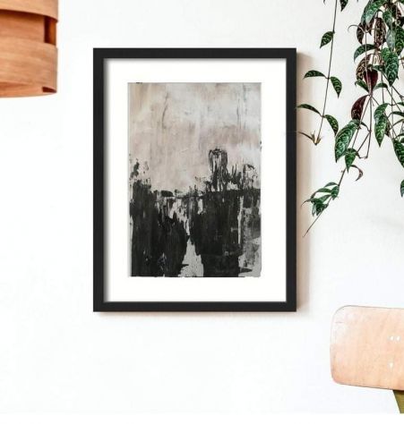 Quadro astratto minimal dipinto con cornice