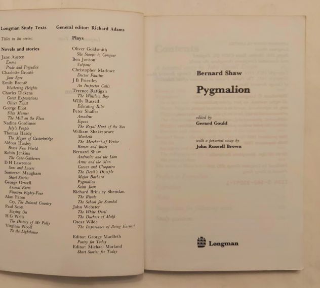 Pygmalion by George Bernard Show Longman Study Texts Editor:Gerard Gould - Foto 3