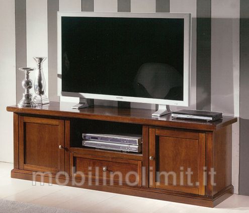 Porta Tv 2 Ante 1 Cassetto Noce Scuro - Nuovo