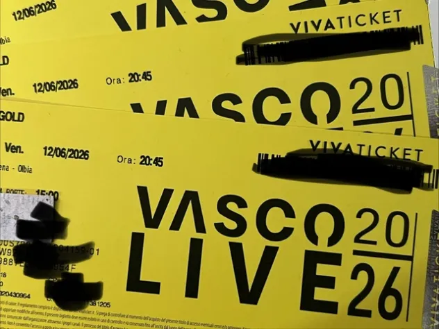 3 biglietti Vasco Rossi Live 2026 - 12 Giugno 2026 - Olbia Arena - PIT GOLD