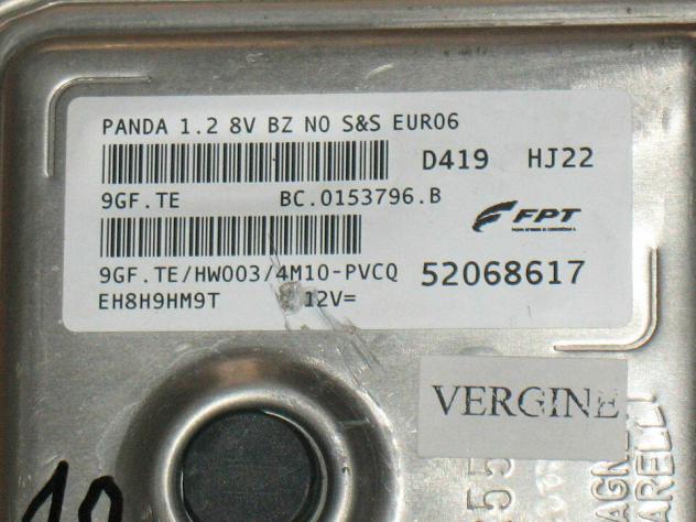 52068617 ECU Centralina fiat panda 1.2 52068617 9gf.te hw003 9gfte - Foto 2