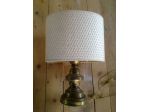 Lampada Paralume da tavolo base in Ottone Brunito e tessuto intrecciato