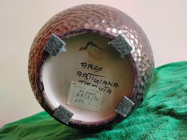 Vaso Ars Artigiana Deruta vintage a sfera color rame scuro - Foto 4