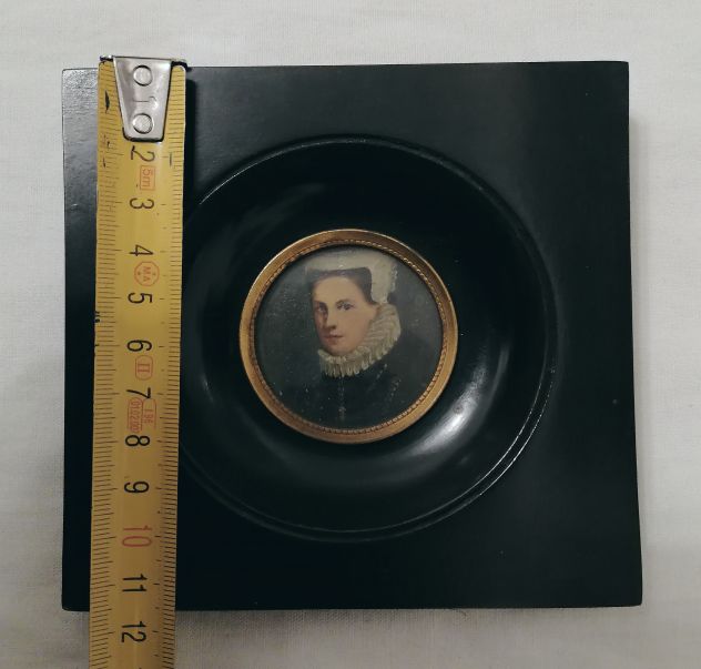 RARA MINIATURA DI EPOCA ELISABETTIANA RITRATTO DI DAMA, 1500-1600. - Foto 9