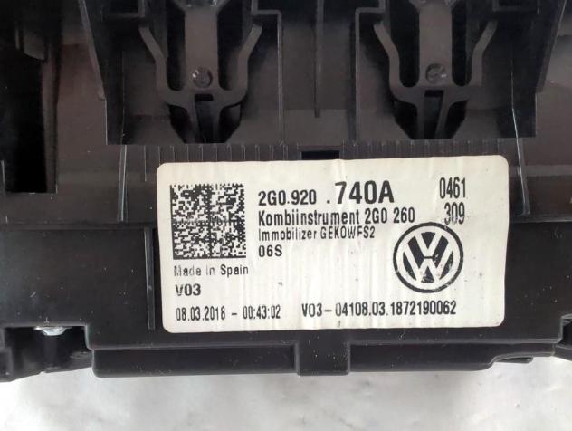 2G0920740A QUADRO STRUMENTI CONTACHILOMETRI VOLKSWAGEN POLO 1.0 B 48KW 5M 5P (2018) RICAMBIO USATO - Foto 4