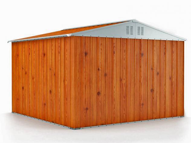 Box in Acciaio Zincato Casetta da Giardino in Lamiera 3.27 x 2.69 m x h2.15 m - 132 KG – 8.80 metri quadri - LEGNO - Foto 3