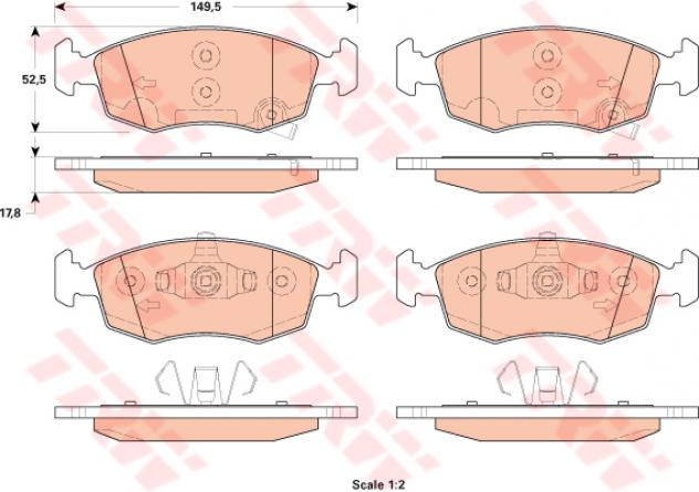 Trw Kit Pastiglie Freno Fiat Panda 0.9/1.0/1.2/1.3D 01 Gdb1921