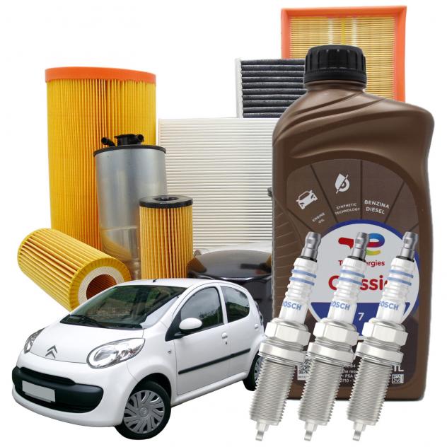 Kit Tagliando Citroen C1 3 Filtri Olio Total Classic 7 10w40 Candele Bosch