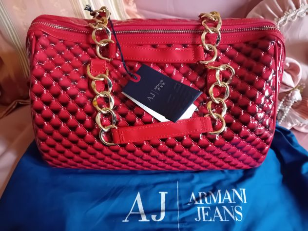 BORSA DONNA ORIGINALE IN VERA PELLE LUCIDA "COLLEZIONE "GIORGIO ARMANI" - Foto 3