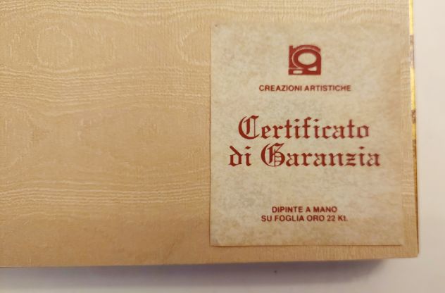 Quadro unico dipinto a mano su foglia oro 22 kt Del Bianco+ certificato di garan - Foto 7