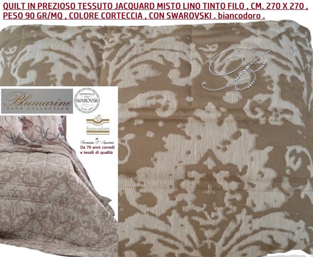 BLUMARINE quilt copriletto trapuntino in prezioso tessuto jacquard e SWAROVSKI - Foto 4