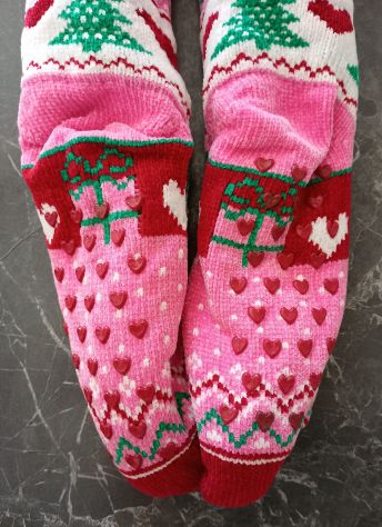 CALZETTONI NATALIZI ANTISCIVOLO IMBOTTITI DONNA CALZE LUNGHE FELPATE INVERNALI - Foto 5