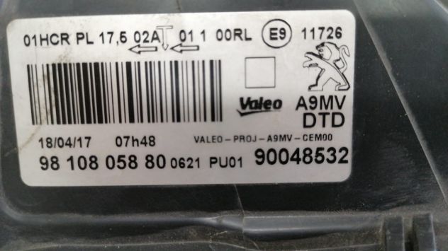 FARO ANTERIORE DX PEUGEOT 208 2018 9810805880 - Foto 5