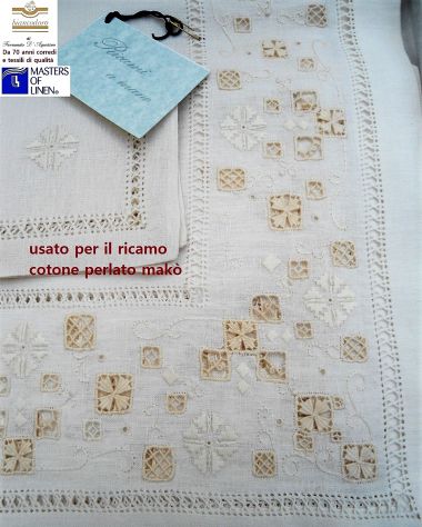Tovaglie lino ricamo a mano con tovaglioli - Foto 5