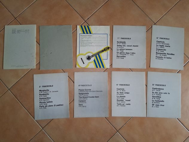 Blocco di 9 Spartiti e Corsi di Chitarra Vintage di Cimma - Gangi - Carcassi - Foto 2