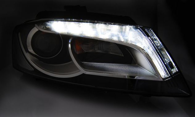 FANALI ANTERIORI LED DIURNI AUDI A3 8P 08-12 COPIA ORIGINALE H7 alogeni - Foto 4