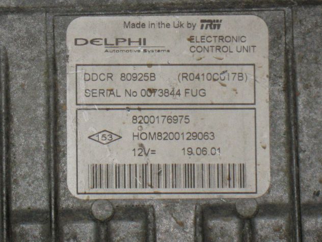 DDCR80925B ECU RENAULT CLIO 1.5 DCI DDCR 8200176975 HOM8200129063 R0410C017B - Foto 2