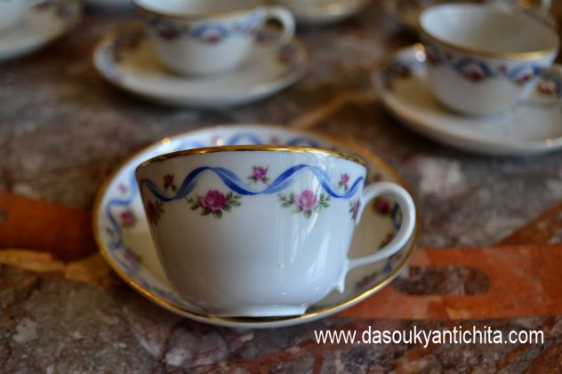 Servizio da caffè Ginori anni 20/50 decori a nastro con rose - Foto 3