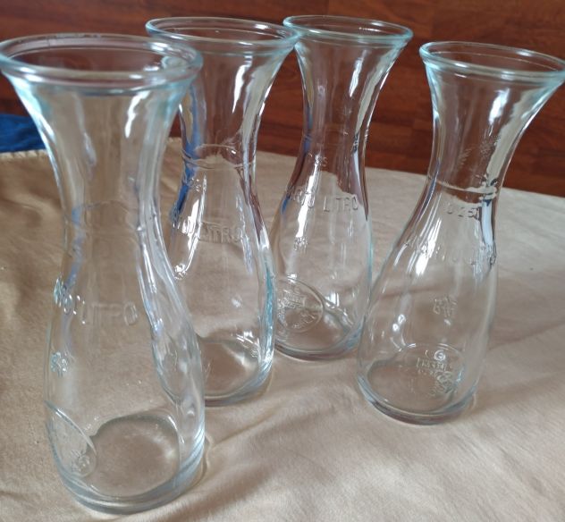 4 PZ BROCCA 250ML MISURA CARAFFA IN VETRO COLLO D'OCA PER ACQUA VINO QUARTO LITR - Foto 7