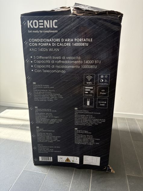 Condizionatore portatile Koenic KAC 14026 WLAN – 3 mesi – ancora in garanzia - Foto 3