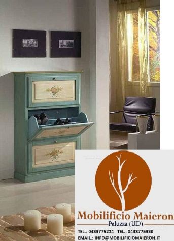 Mobili Rustici Isernia Scarpiera 3 ante laccato decorato cod 7406