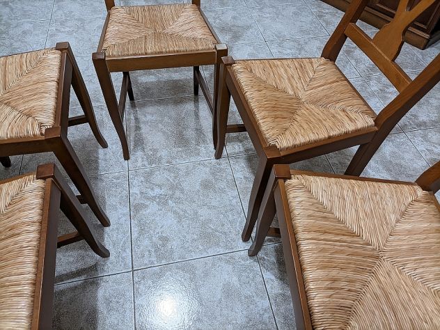 Sedia classica da cucina in legno seduta in paglia - Foto 4