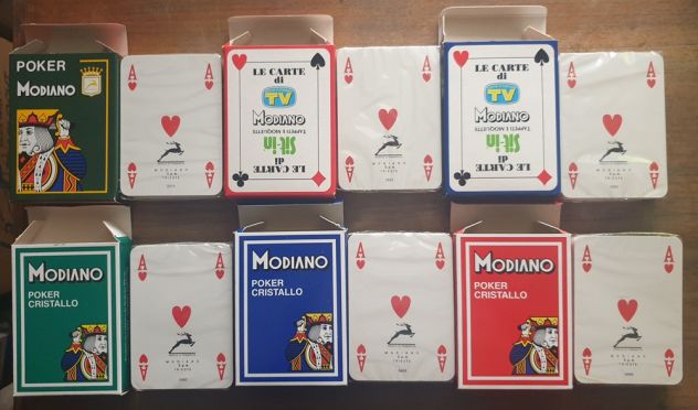 Lotto 6 mazzi carte poker cristallo Modiano TV Sorrisi e Canzoni