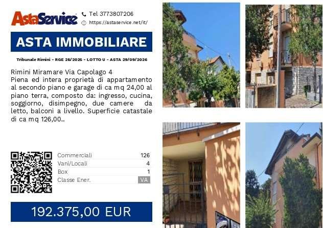 Tribunale Rimini - RGE 28/2025 - LOTTO U - Tribunale Rimini - RGE 28/2025 - LOTTO U - ASTA 29/09/2026