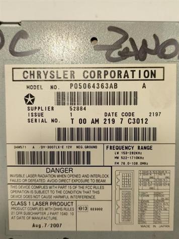 AUTORADIO CHRYSLER 300 C Berlina P05064363AB 642982 (04) - Foto 4