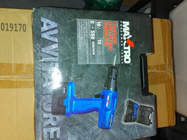 TRAPANO AVVITATORE CORDLESS MAXTRO POTENZA 18W MANDRINO AUTOSERRANTE - Foto 2