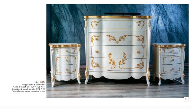 Trittico legno massello bianco e oro stile barocco con spedizione