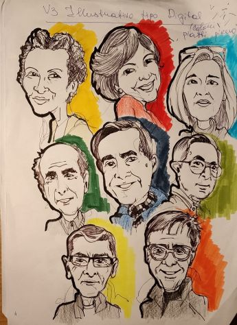 Ritratto umoristico famiglia da foto caricatura disegno matita festa della mamma - Foto 3