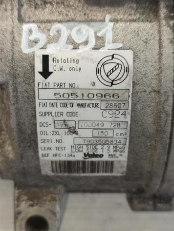 COMPRESSORE A/C ALFA ROMEO 159 Berlina Serie (939_) 50510966 939A1000 diesel 1910 (0511) - Foto 2