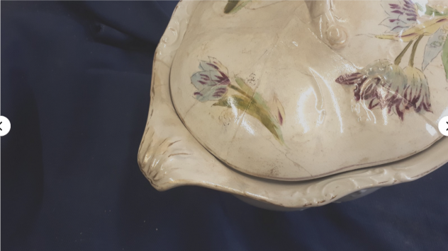 zuppiera antica florio palermo decorata motivi rocaille a rilievo in ceramica - Foto 4