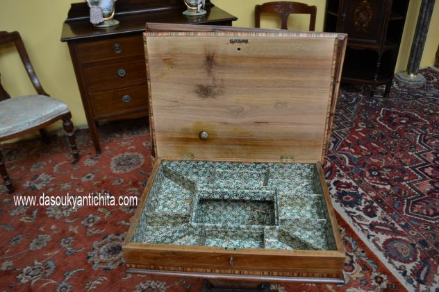Antico tavolino da gioco/lavoro stile inglese regency - Foto 6
