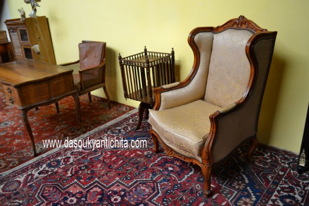 Poltrona bergère stile Luigi XV in noce - Foto 2