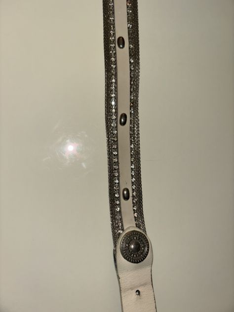 CINTURA VERO VINTAGE ANNI 80/90,DA DONNA,IN VERA PELLE E METALLO E ZIRCONI INCAS - Foto 9