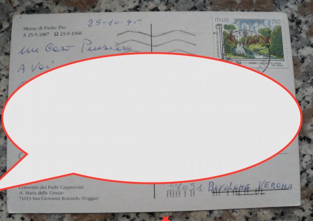 VECCHIA CARTOLINA DI PADRE PIO VIAGGIATA NEL 1995 - - Foto 2