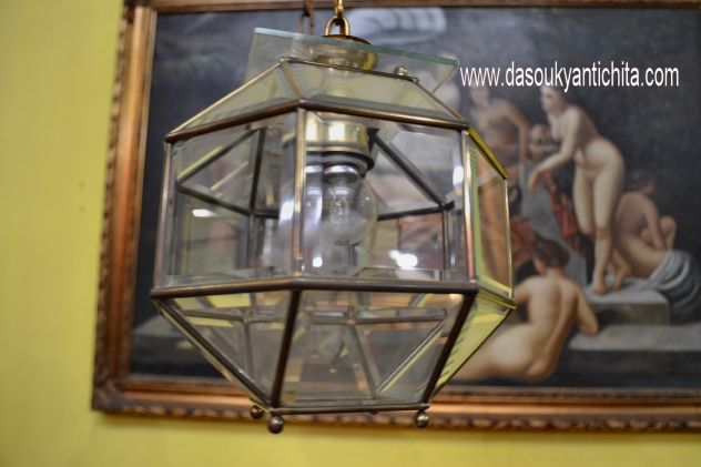 Coppia di lampadari ottagonali a lanterna anni 50 - Foto 4