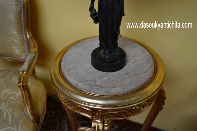 Tris di coppia di poltrone e tavolino stile Luigi XV - Foto 9