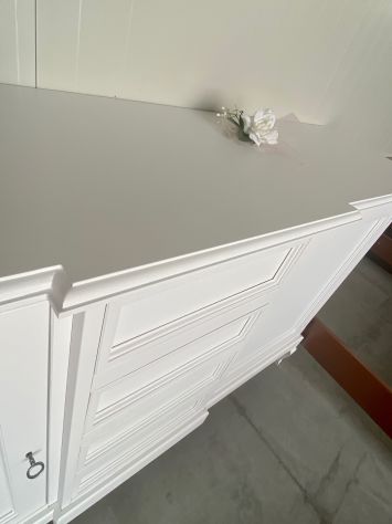 NUOVO CREDENZONE 2 ANTE 4 CASSETTI DI VERO LEGNO IN FINITURA BIANCO LACCATO - Foto 4