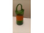 Brocca da cocktail vintage Empoli, anni '60, in vetro verde con dettagli arancio
