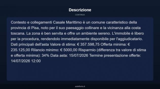 Immobile in asta di 197 m² con più di 5 locali e box auto in vendita a Casale Marittimo - Foto 12