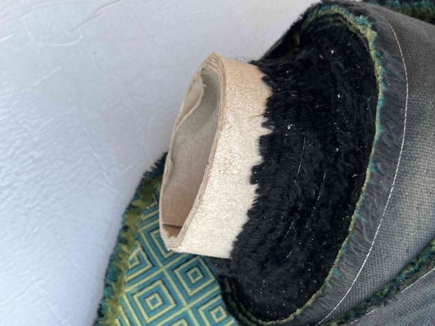 Scampolo tessuto a rombi avorio e verde per rivestimento - Foto 2